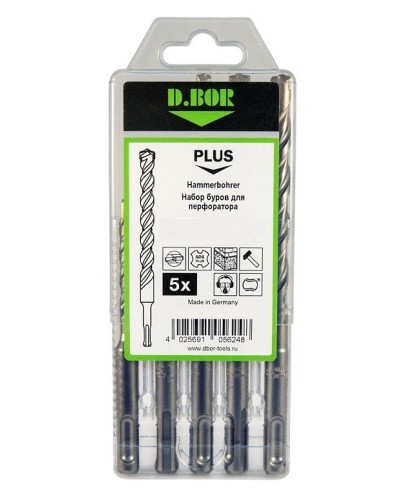 Набор буров SDS-plus V PLUS 5шт, 2-cutting (242030): Набор буров SDS-plus (6х110 мм; 6,8,10,12х160 мм) в Красноярске