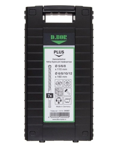 Набор буров SDS-plus V PLUS 7шт, 2-cutting (240987). Набор буров SDS-plus (5,6,8х110 мм; 6,8,10,12х160 мм). D.BOR в Красноярске