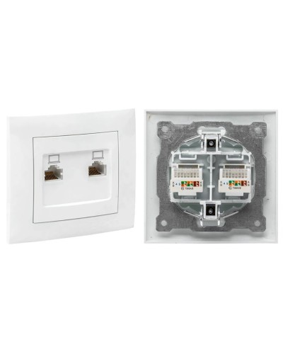 Валенсия розетка комп RJ-45 2-местная (EWK02-035-10). Розетка комп RJ-45 2-местная. EKF в Красноярске