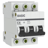 Автоматический выключатель 3P 6А (C) 4,5кА ВА 47-29 Basic (mcb4729-3-06C). Автоматический выключатель. EKF