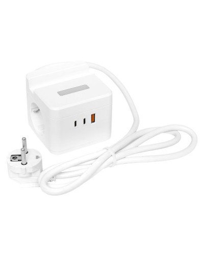 Удлинитель Куб 2 гнезда USB + 2Type C с быстрой зарядкой, подставкой под телефон и ночником 1,3 метра 1мм2. Удлинитель Куб. EKF в Красноярске