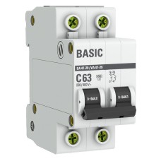 Автоматический выключатель 2P 63А (C) 4,5кА ВА 47-29 Basic (mcb4729-2-63C). Автоматический выключатель. EKF