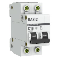 Автоматический выключатель 2P 16А (C) 4,5кА ВА 47-29 Basic (mcb4729-2-16C). Автоматический выключатель. EKF