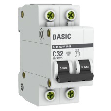 Автоматический выключатель 2P 32А (C) 4,5кА ВА 47-29 Basic (mcb4729-2-32C): Автоматический выключатель