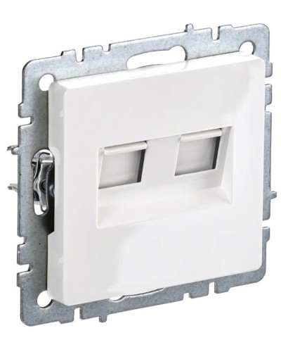 Розетка RJ11+RJ45 РК/Т12-БрБ белая BRITE (BR-KT20-O-1-K01). Розетка двойная. IEK в Красноярске