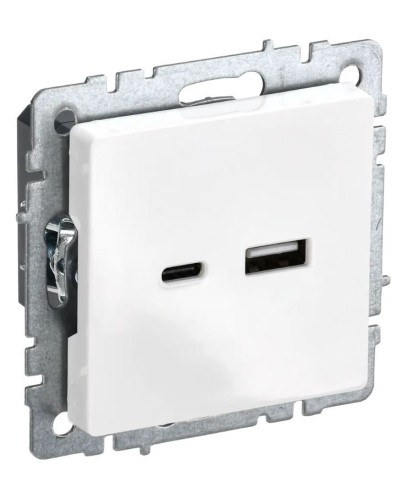 Розетка USB A+C 18Вт РЮ11-1-БрБ белый BRITE (BR-U22-018-K01). Розетка USB. IEK в Красноярске