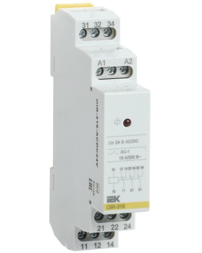 Реле промежуточное модульное OIR 3 контакта 16А 24В AC/DC (OIR-316-ACDC24V). Реле промежуточное модульное. IEK в Красноярске