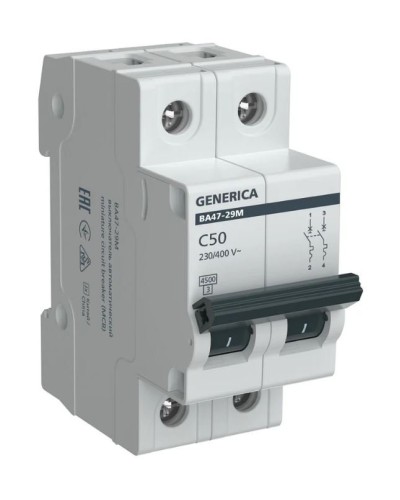 GENERICA ВА47-29М 2P C 50А 4,5кА (MVA21-2-050-C-G). Автоматический выключатель. IEK в Красноярске