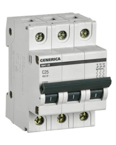 GENERICA ВА47-29 3P C 25А 4,5кА (MVA25-3-025-C). Автоматический выключатель. IEK в Красноярске