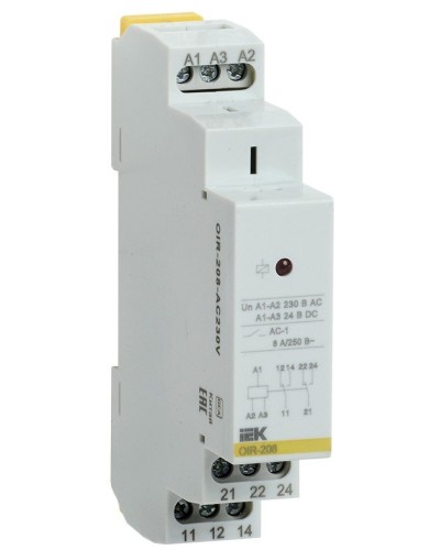 Реле промежуточное модульное OIR 2 контакта 8А 230В AC (OIR-208-AC230V). Реле промежуточное модульное. IEK в Красноярске