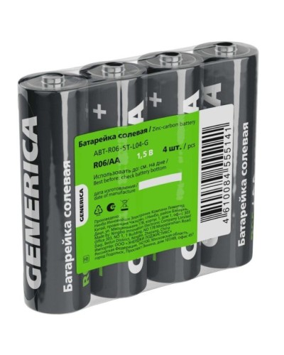 Батарейка солевая R06/AA GENERICA (4 шт) (ABT-R06-ST-L04-G). Батарейка солевая. IEK в Красноярске
