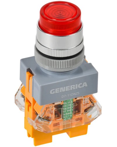 Кнопка D7-11DNZS d=22мм красная GENERICA (BBT50-11DNZS-3-11-K04-G). Кнопка управления с подсветкой и фиксацией. IEK в Красноярске