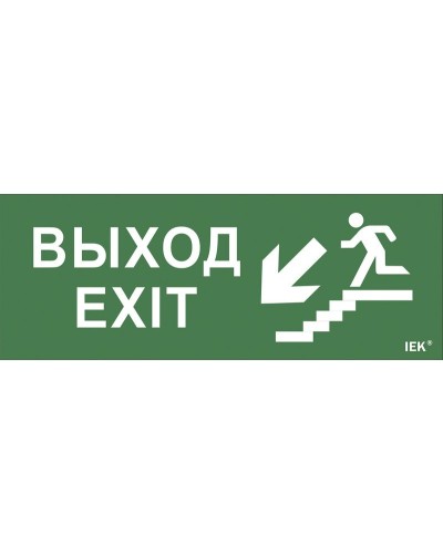 Самоклеящаяся этикетка Выход/лестница вниз/фигура для ССА (LPC10-1-35-13-VLVNF). Самоклеящаяся этикетка 240х90 мм. IEK в Красноярске