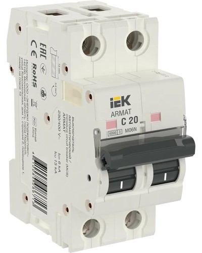 M06N 2P C 20А 6кА ARMAT (AR-M06N-2-C020). Автоматический выключатель. IEK в Красноярске