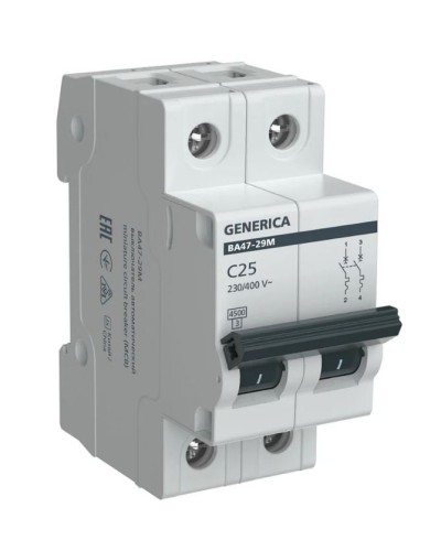GENERICA ВА47-29М 2P C 25А 4,5кА (MVA21-2-025-C-G). Автоматический выключатель. IEK в Красноярске