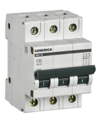 GENERICA ВА47-29 3P C 32А 4,5кА (MVA25-3-032-C). Автоматический выключатель. IEK в Красноярске