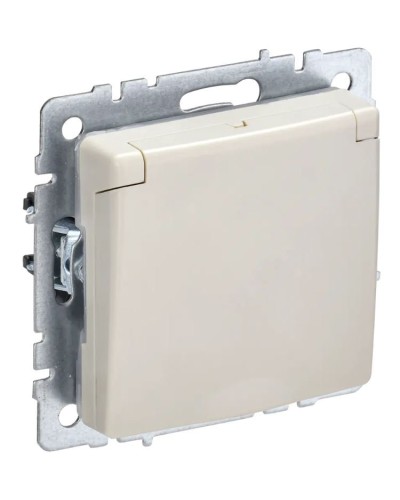 Розетка с з/к РСбш10-3-44-БрКр бежевый BRITE (BR-R16-16-44-K10). Розетка с заземлением с защитными шторками и крышкой. IEK в Красноярске