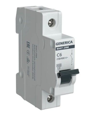 GENERICA ВА47-29М 1P C 6А 4,5кА (MVA21-1-006-C-G). Автоматический выключатель. IEK в Красноярске