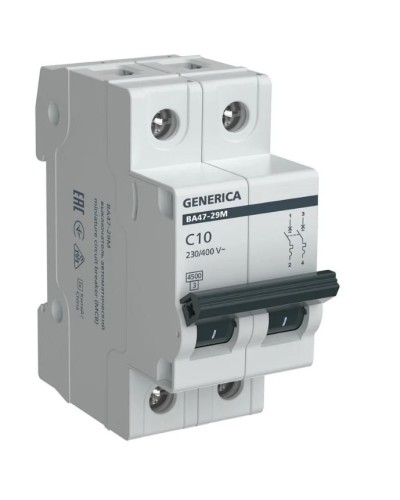GENERICA ВА47-29М 2P C 10А 4,5кА (MVA21-2-010-C-G). Автоматический выключатель. IEK в Красноярске