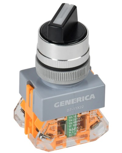 Переключатель D7-11X22 на 2 положения черный GENERICA (BSW50-11X22-3-22-2-K02-G). Переключатель с самовозвратом. IEK в Красноярске