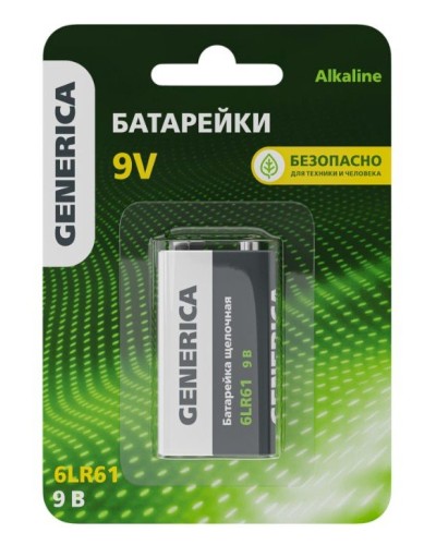 Батарейка Alkaline 6LR61 9V GENERICA (ABT-6LR619V-ST-L02-G). Батарейка щелочная. IEK в Красноярске