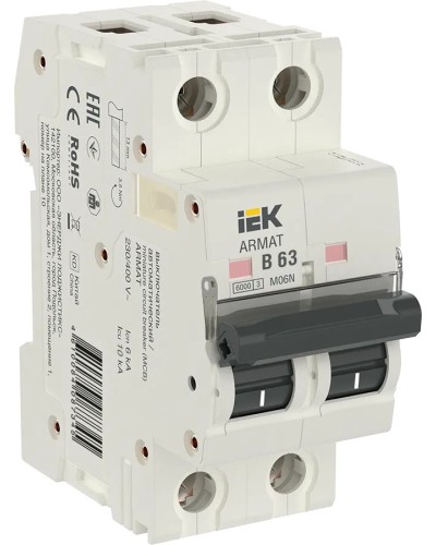 M06N 2P B 63А 6кА ARMAT (AR-M06N-2-B063). Автоматический выключатель. IEK в Красноярске