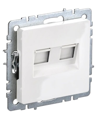 Розетка RJ45 РК10-2-БрБ кат.5E, белая BRITE (BR-K20-1-K01). Розетка компьютерная двойная. IEK в Красноярске