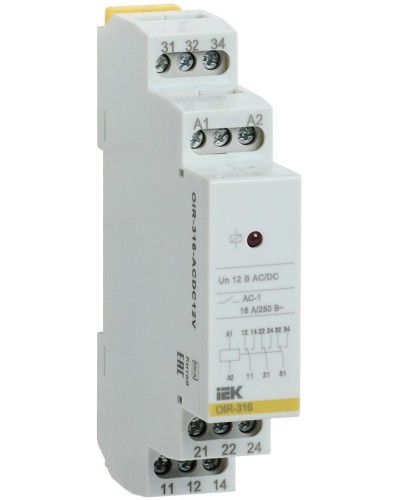 Реле промежуточное модульное OIR 3 контакта 16А 12В AC/DC (OIR-316-ACDC12V). Реле промежуточное модульное. IEK в Красноярске