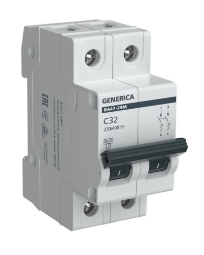 GENERICA ВА47-29М 2P C 32А 4,5кА (MVA21-2-032-C-G). Автоматический выключатель. IEK в Красноярске