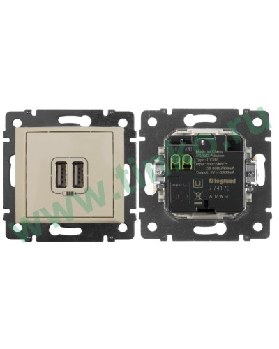Розетка Valena двойная, USB, слоновая кость (774170). Розетка. LegranD в Красноярске