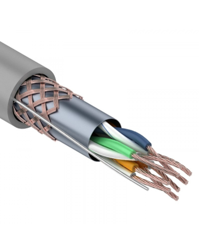 SF/UTP, CAT 5e, PVC, 4PR, 24AWG, INDOOR, STRANDED, серый, 305м, REXANT (01-0343). Кабель «витая пара» (LAN) для структурированных систем связи. Rexant в Красноярске