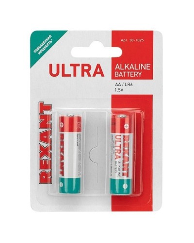 Ультра алкалиновая батарейка AA/LR6 1,5 V 2 шт. блистер REXANT (30-1025). Элемент питания. Rexant в Красноярске