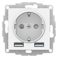 AtlasDesign розетка 1-местная с 2 USB A+A, скрытой установки, механизм, белый (ATN000130). Розетка с USB. Systeme Electric