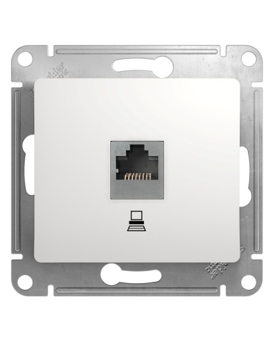 Glossa розетка RJ45 1-местная, кат. 5Е, скрытой установки, механизм, белый (GSL000181K). Розетка компьютерная. Systeme Electric в Красноярске