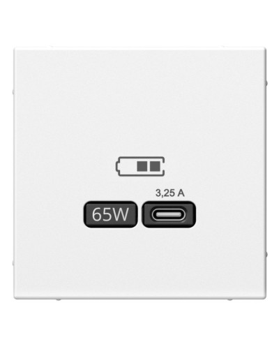 ArtGallery розетка USB тип-С 65Вт высокоскоростной заряд. QC, PD, скрытой установки, механизм, белый (GAL000127). Розетка USB. Systeme Electric в Красноярске