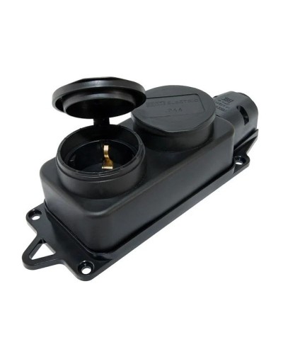 Розетка двухместная 2Р+РЕ 16А 250В IP44 (SQ0612-0037). Розетка двухместная с заглушками каучук. TDM ЕLECTRIC в Красноярске
