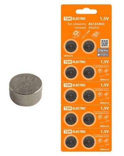 AG12/LR43 Alkaline 1,5V BP-10 TDM (SQ1702-0046). Элемент питания. TDM ЕLECTRIC в Красноярске