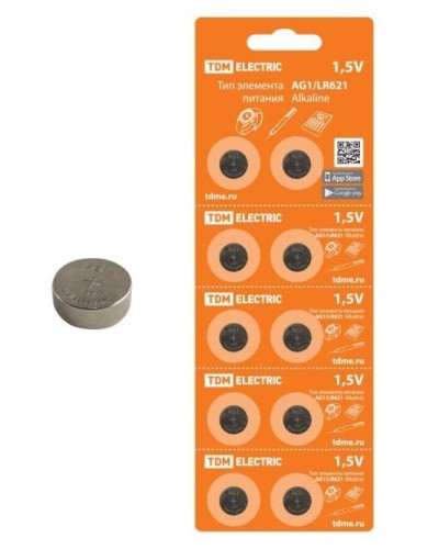 AG1/LR621 Alkaline 1,5V BP-10 TDM (SQ1702-0045). Элемент питания. TDM ЕLECTRIC в Красноярске