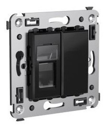 Розетка RJ-45 в стену Avanti одинарная черный квадрат (4402463). Розетка компьютерная. ДКС в Красноярске