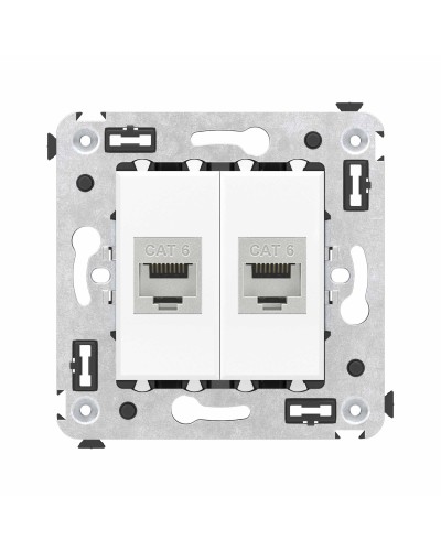 Розетка RJ-45 в стену, кат.6E, Avanti, двойная, белое облако (4400794). Розетка компьютерная модульная. ДКС в Красноярске
