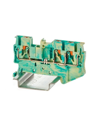 Клемма заземления, 3 точки подключения, 2.5 кв.мм (VPR-2.5-TWIN-PE-YG). Клемма заземления, зажим push-in. ДКС в Красноярске