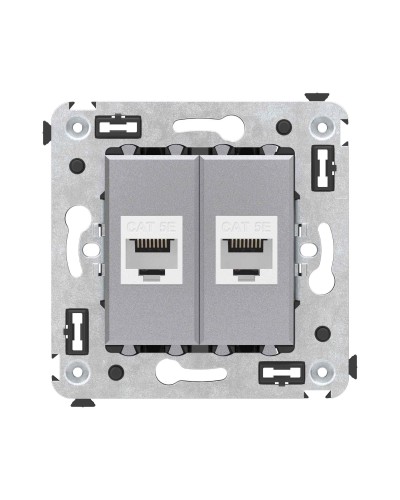 Розетка RJ-45 в стену, кат.5E, Avanti, двойная, закаленная сталь (4404664). Розетка компьютерная. ДКС в Красноярске
