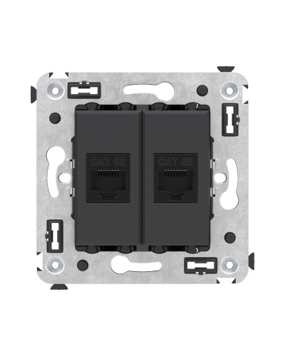 Розетка RJ-45 в стену, кат.5E, Avanti, двойная, черный матовый (4412664). Розетка компьютерная. ДКС в Красноярске