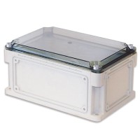 Корпус RAM box 400х200х146, высота крышки 21 мм, IP67 (542211). Корпус с фланцами и прозрачной крышкой, без монтажной платы. ДКС