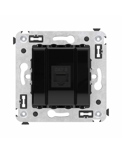 Розетка RJ-45 в стену, кат.6E, Avanti, одинарная, черный квадрат (4402693). Розетка компьютерная. ДКС в Красноярске