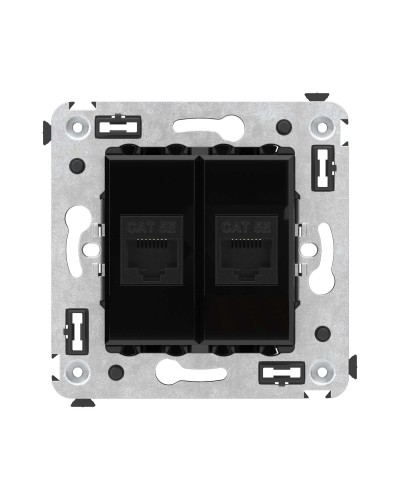 Розетка RJ-45 в стену, кат.5E, Avanti, двойная, черный квадрат (4402664). Розетка компьютерная. ДКС в Красноярске