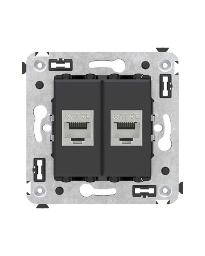 Розетка RJ-45 в стену, кат.6E, Avanti, двойная, черная матовая (4412764). Розетка компьютерная. ДКС в Красноярске