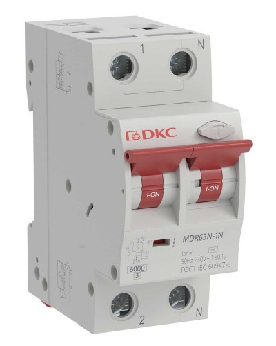 YON max MDR, 1P+N, 30mA, 32A, 6kA, А (MDR63N-1N2C32-A). Автоматический выключатель дифференциального тока. ДКС в Красноярске