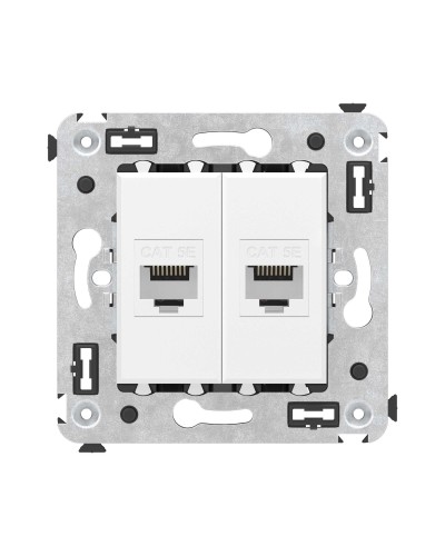 Розетка RJ-45 в стену, кат.5E, Avanti, двойная, белое облако (4400664). Розетка компьютерная. ДКС в Красноярске