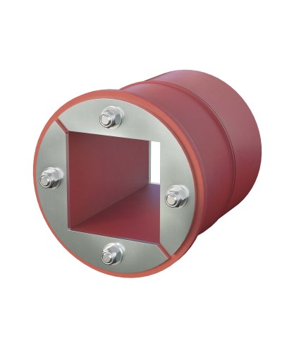 Проходка круглая, нержавеющая, D150х70 мм с проемом 90х90 мм (DXF3125): Проходка круглая, нержавеющая, с проёмом в Красноярске